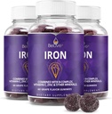 BeLive Iron Gummies - Suplemento multivitamínico con vitamina C, A, B & Zinc, apoya el oxígeno de la sangre, suplementos veganos para mujeres, hombres y niños para el crecimiento y el desarrollo - Grape Flavor  3-Pack