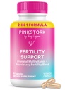 Pink Stork Fertility Suplementos para Mujeres TENIDO 2-en-1 Concepción Apoyo con Inositol, Vitex & Vitaminas Ciclo Regularidad, Saldo hormonal &amp; Bienestar Reproductivo 60 cápsulas