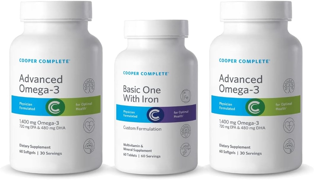 Cooper Complete - Basic One Multivitamin with Iron - Daily Multivitamin and Mineral Supplement Plus Fish Oil Suplemento - 60 Day Supply