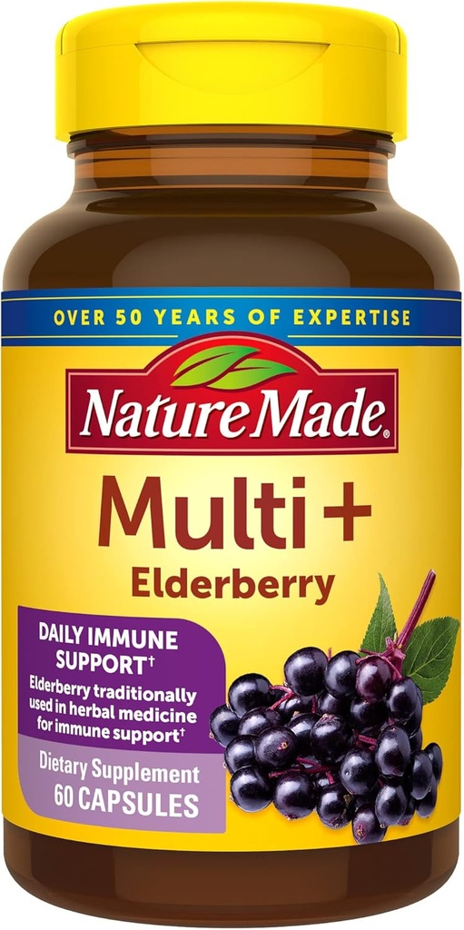 Nature Made Multi + Capsules de arándano, Multivitamínico para Mujer y Hombre Immune Support, Mujeres, Una por día Mujeres Vitaminas, 60 Cuenta, Brown, Pack de 1, (HL000220)