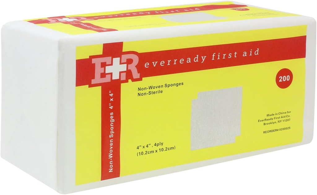 Siempre Listo primeros auxilios Esponjas sin horno, 4" x 4", 4 Ply - 200 Conde