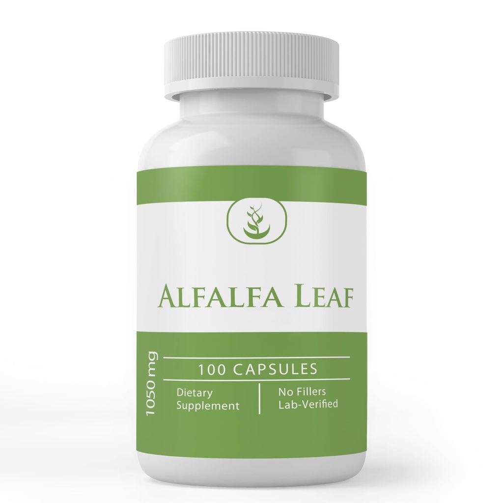 Ingredientes originales puros Alfalfa Leaf, (100 capsules) Siempre puro, sin aditivos ni artillería, Lab Verified