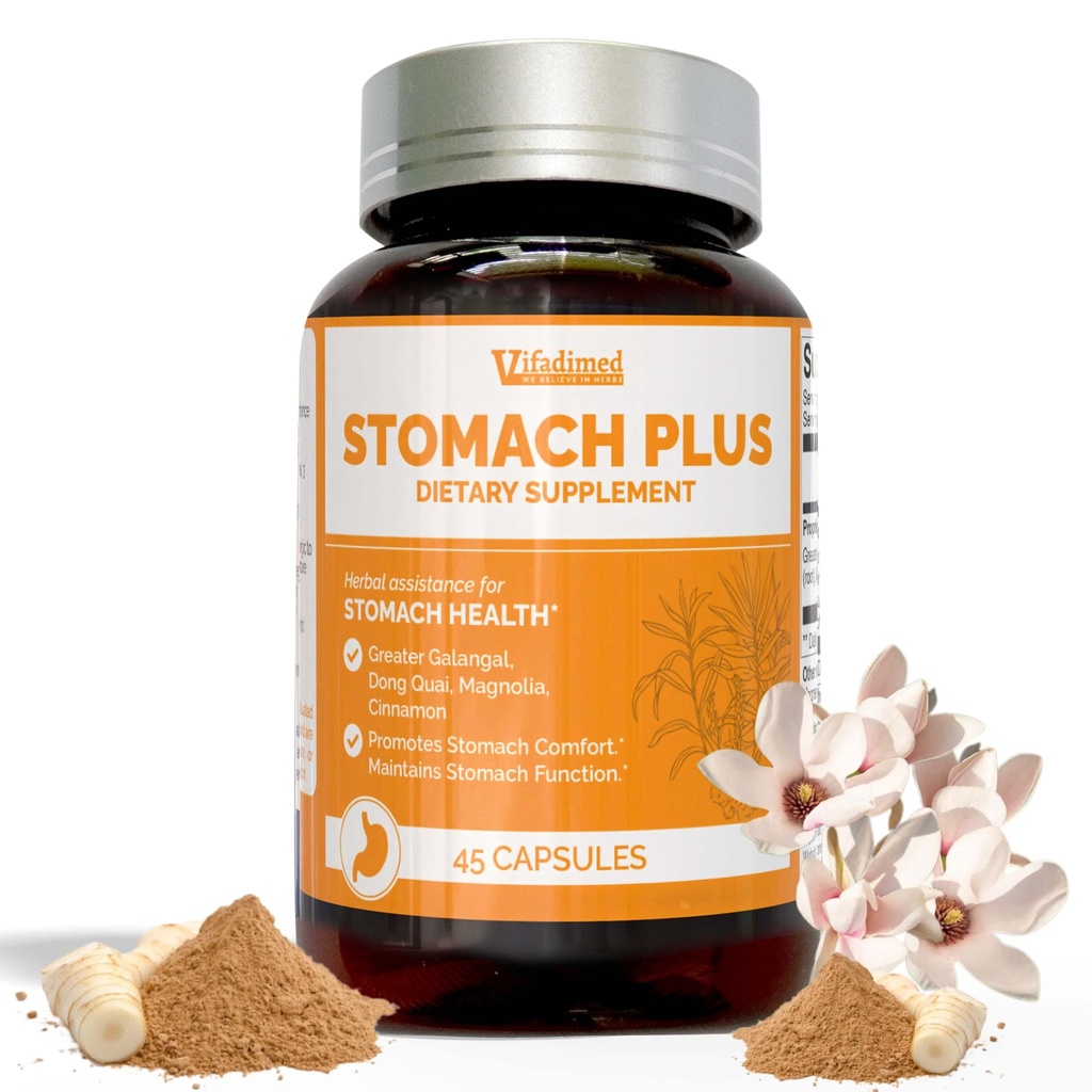 Stomach Plus-for Stomach, Gastritis, Stomach Reparación de Lining, Reflujo ácido, acidez, indigestión, con Galangal, Dong Quai, Cinnamon &amp; Magnolia-45 Capsules