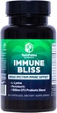 Immune Bliss - Broad Spectrum Daily Wellness Support for Seasonal Sickness  L-Lysine Monolaurin Probiotic Blend Prebiotic Blend ← Proporciona Defensa Natural ← Vegan Vegetarian Non-GMO Silencio 60 cápsulas
