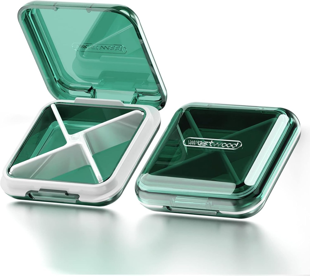 DUBSTAR Organizador diario de píldoras,4 piezas Portable Travel Small Pill Case, Pill Box for Purse Pocket to Hold Vitamins,Cod Liver Oil,Supplements and Medication (Green)