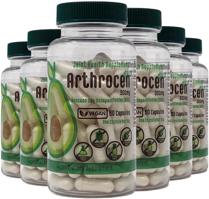 EVO Vegan Joint Health Supplement, 300Mg Avocado Soy Unsaponifiable, 60 Day Supply, One Capsule Por Day (12 Meses)