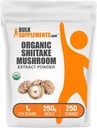 BulkSupplements.com Orgánica Shiitake Mushroom Extract Powder - Orgánica Shiitake Mushroom Powder Suplemento, Immune Support - Vegan & Gluten Free, 1g por Serving, 250g (8.8 oz) (Pack of 1)