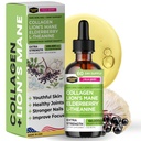 Collagen Mojo - Collagen líquido para hombres de mujeres, péptidos colágenos con musgo de maní de león, arandela &amp; l-Theanine - Cabello, piel, uñas, soporte conjunto, foco, alta absorción - 100.000mcg, 2 Oz
