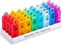 Organizador de píldoras Mensual 2 veces al día, 30 días Organizador de píldoras AM, One Month Pill Box Organizador con diseño único de manijas, 31 días Casos Midicina de carga de viaje Mantener a la vitamina, suplementos y medicamentos