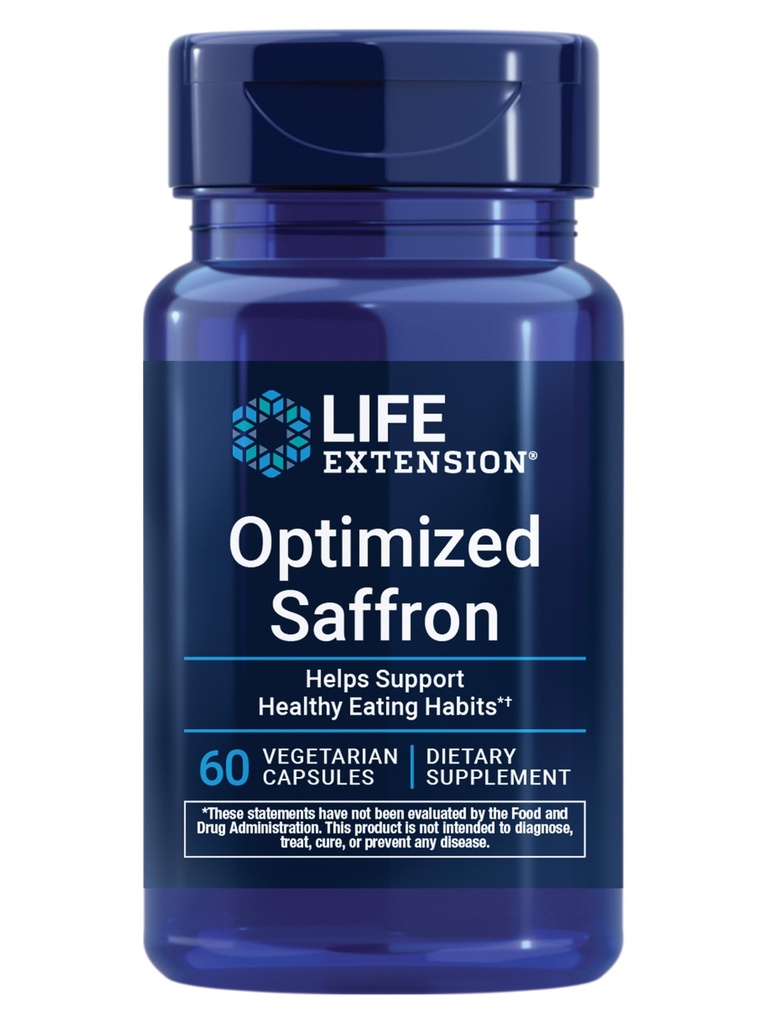 Ampliación de vida Optimizada Saffron, Saffron Extract, Saffron Supplement That Helps You Fight El impulso a Snack, Non-GMO, Gluten-Free, Vegetarian, 60 cápsulas vegetarianas