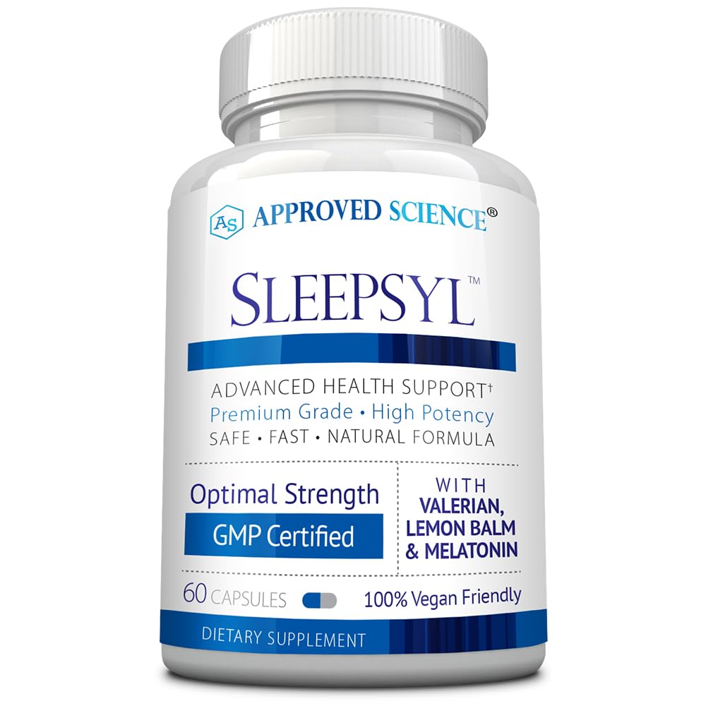 Ciencia aprobada Sleepsyl - Suplemento de sueño - Valerian Root, Lemon Balm, Melatonin, Chamomile, L-Ornithine - Vegan, 60 cápsulas