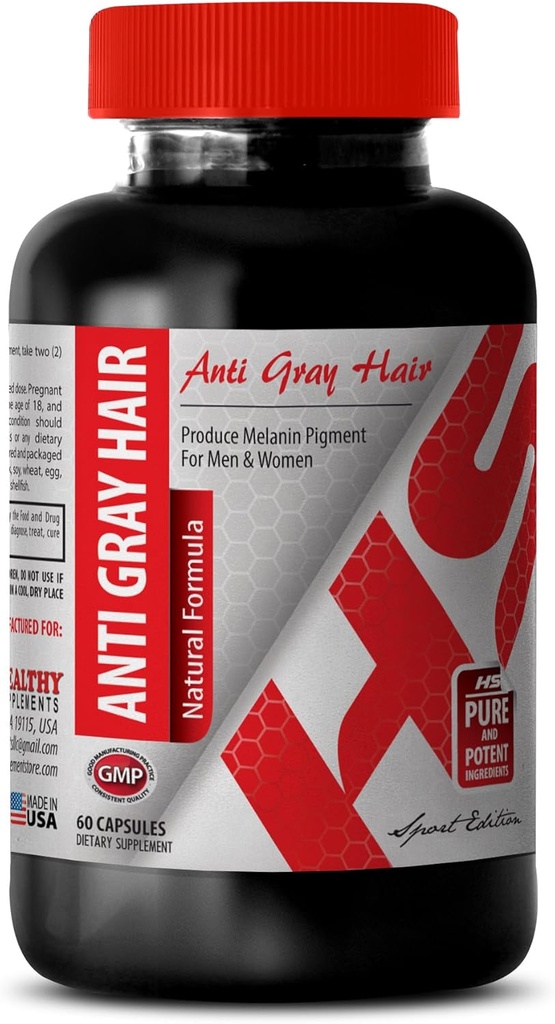Ácido fólico 1000 mcg - Fórmula natural del cabello gris - Mejorar la salud del cabello (1 botella)