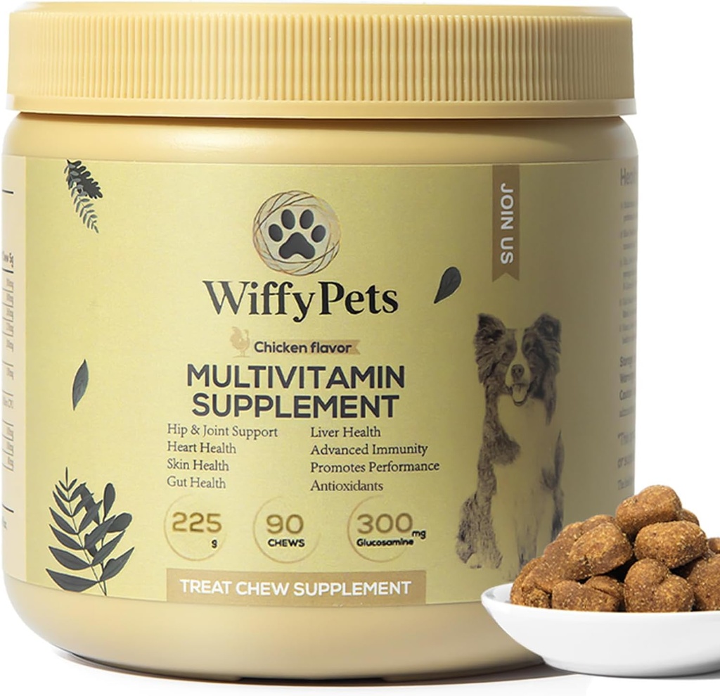 [BRSRAFI6DIBQKA34] 11-en-1 Multivitamina de perros para perros pequeños, medianos & grandes razas, vitaminas y suplementos de perros, mezcla de vitaminas para la piel " Cuna por WiffyPets,Boosts Inmunity TEN 90 Conde,Chicken