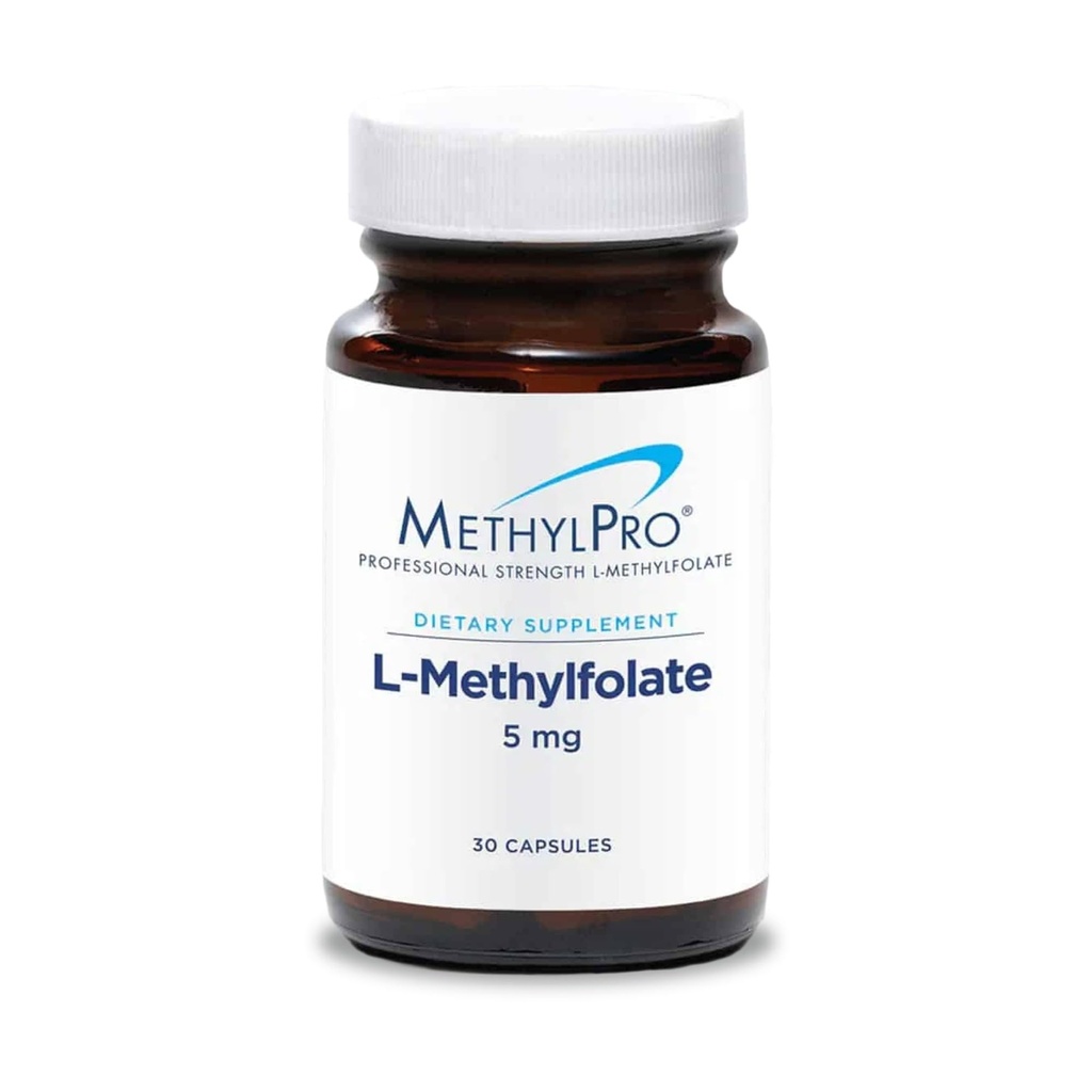 MetilPro L-Methylfolate 5 mg - Soporta una mente sana - Folato activo para la metilación Soporte " Reacciones bioquímicas - Dosis flexible altamente biodisponible - 30 Actuaciones - 30 cápsulas