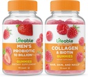Probiótico de hombres vitales 10 billón + colágeno & Biotina, Gummies Bundle - Gran Tasting, Suplemento de vitamina, Gluten Free, GMO Gratis, Chewable Gummy