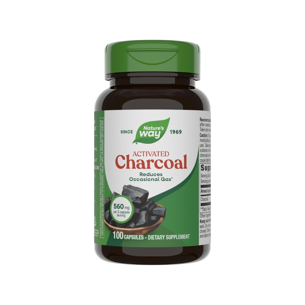 Carbón Activado de la Naturaleza, Materiales y Gas no deseados en la Tract Digestiva*, 560 mg por Servicio de 2 cápsulas, 100 cápsulas (Paquete Mayo Vary)