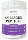 Péptidos de colágeno Hidrolyzed Collagen Powder Tipo I y III, soporta el cabello, uñas y juntas. Desarrollado 41 Serviciones 15.9 Oz. Grass-Fed Pastured-Raised.