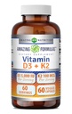 Fórmulas asombrosas Vitamina D3 5000 UI con Vitamina K2 100 mcg Silencio D3 + K2 Complejo Suplemento Silencio Veggie Capsules ← Non-GMO TEN Gluten Free ← Made in USA (60 Cuenta)
