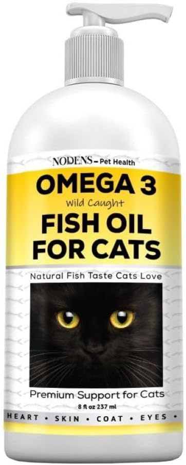 [BRSROHTYCB6GCALK] Nodens Natural Fish Oil for Cats Skin & Coat - 100% puro Omega 3 Fish Oil for Dandruff & Hairballs - Vitaminas y Suplementos Aceite de pescado Líquido para Inflamación Conjunta, Apoyo Inmunitario " Digestión