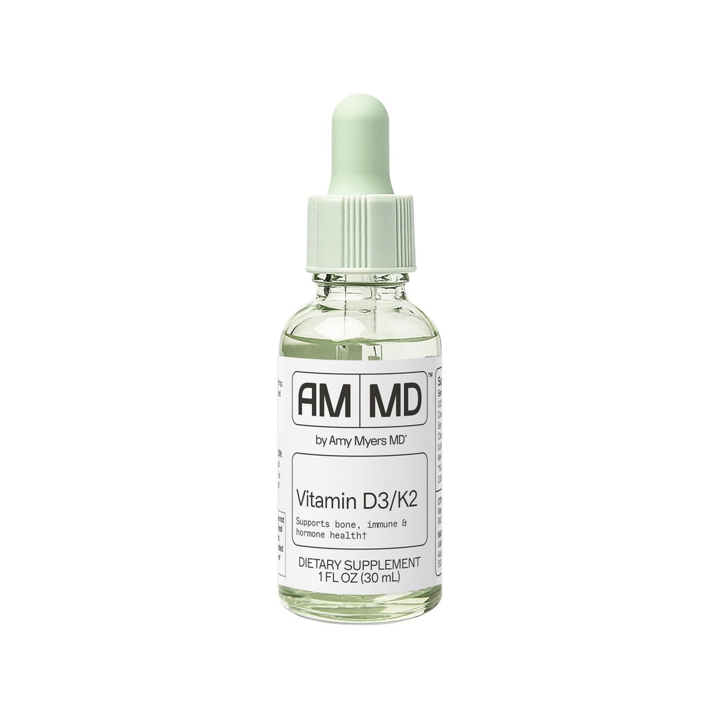 Amy Myers MD Vitamina D3/K2 Líquido - Soportes Bone Health, Immune Función &amp; Hormone Balance - High Absorption - Non-Dairy, Gluten-Free - 1 fl oz (30 Servimientos)