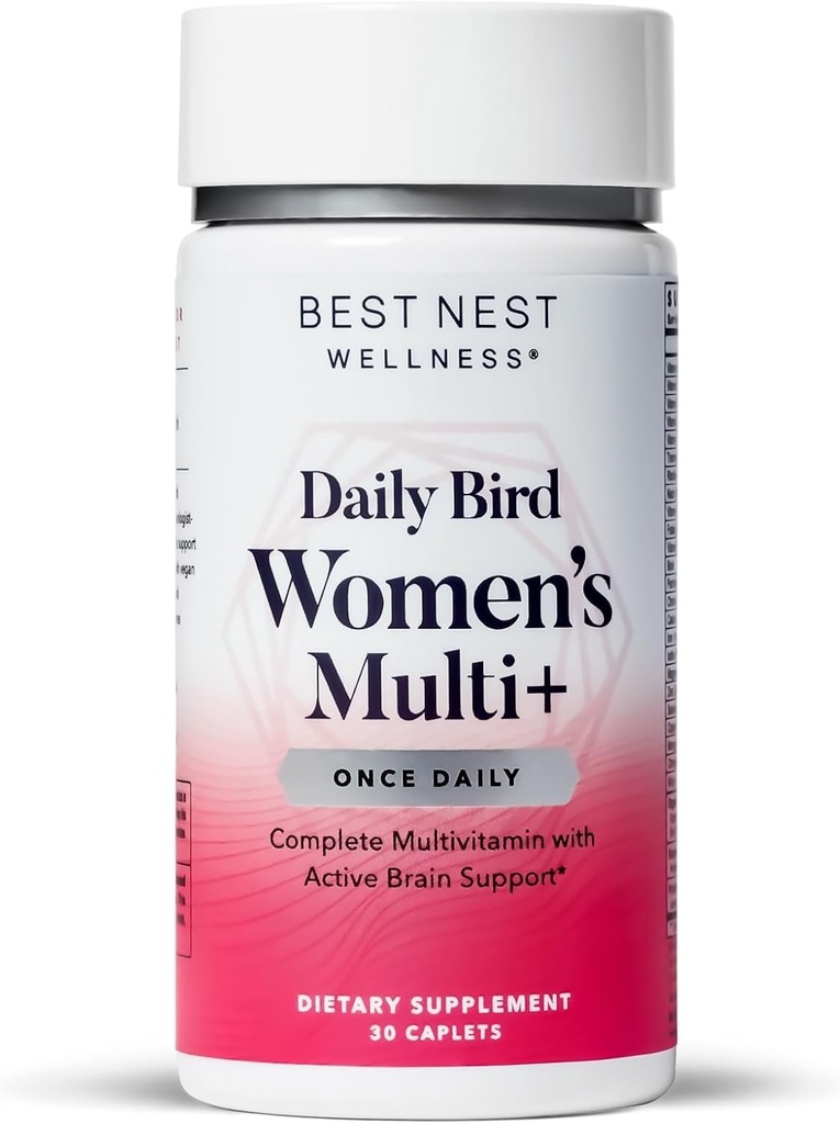 Best Nest Wellness Women's Multi Plus - Brain & Body Health Support Supplement - Gentle Iron Supplement for Energy Support - Supplement for Women with Methylated Vitamins - 30 Capsules