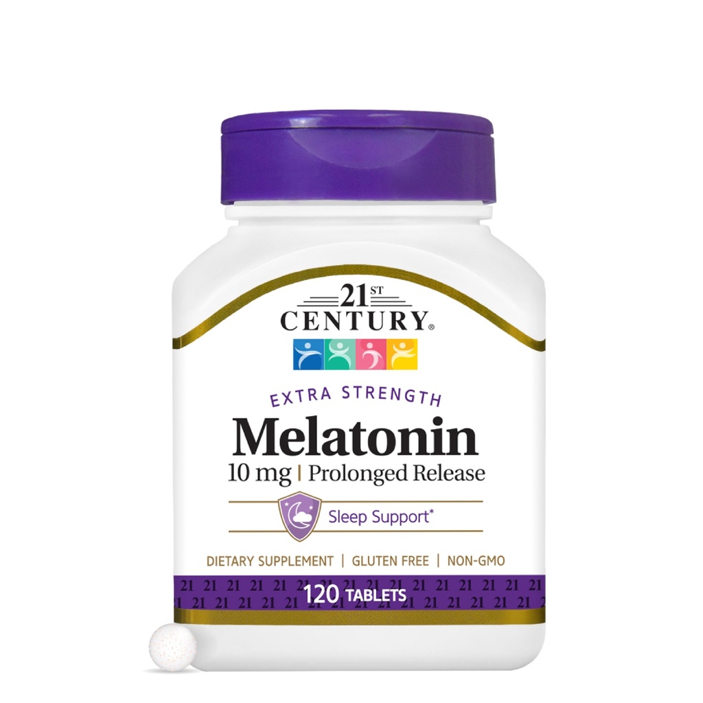 Melatonina 10mg Tablas Extra Strength, (120 Conde), Lanzamiento prolongado de la ayuda para el sueño para adultos, promueve la relajación " sueño reparador, formación de no-ábito, libre de gluten, no GMO