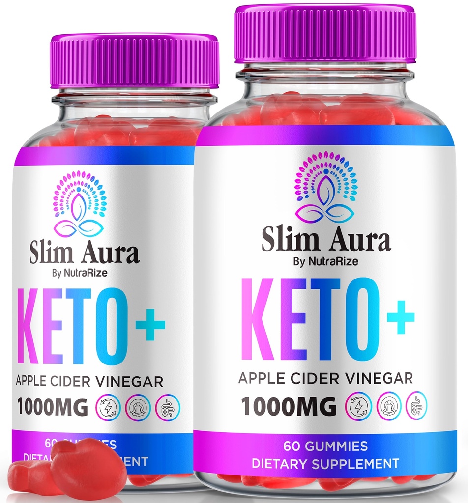 (2 Pack) Slim Aura Keto ACV Gummies, Oficial Slim Aura Keto Gummies for Weight Loss, Natural Keto Plus Apple Cider Vinegar Gummy, Premium Keto+ACV Fórmula, SlimAura ACV Keto Gomitas (120 Gummies)