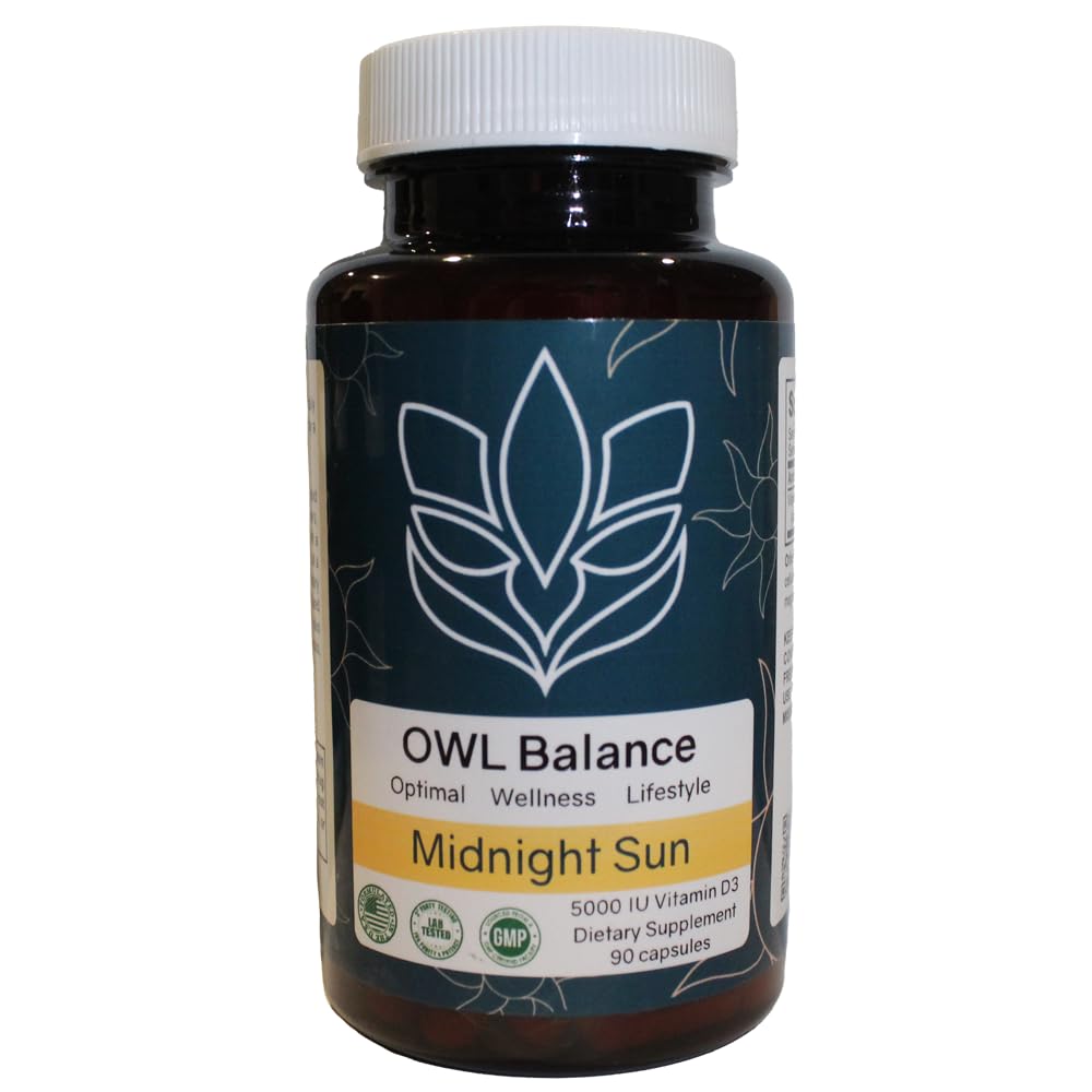 Midnight Sun D3, un suplemento Premium de vitamina D3 Diseñado para apoyar su salud general y bienestar.