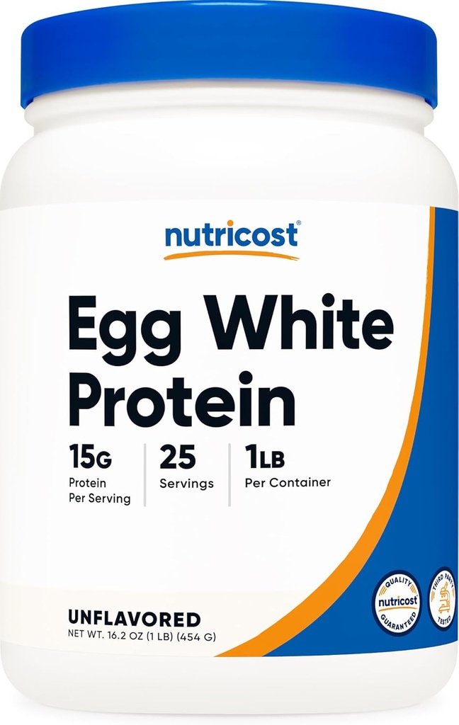 [BRSRMAAHDF5BGFLK] Nutricost Egg White Protein Powder 1lb (Unflavored) - Non-GMO, Gluten Free