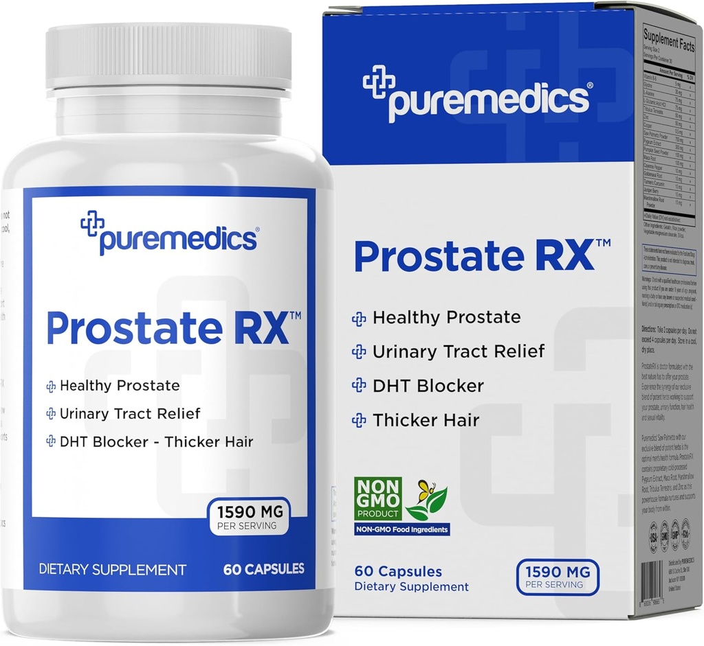 ProstateRX Saw Palmetto, Pygeum & Pumpkin Seed Extract | Prostate & Urinary Health | Bladder Emptying | Reduce Urgency | Clinical Strength 60 Capsules