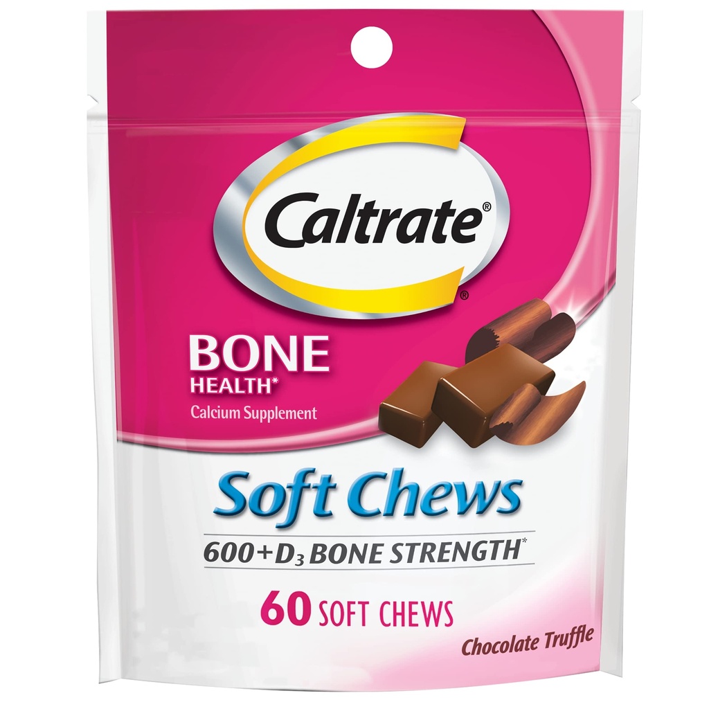 Caltrato Soft Chews 600 Plus D3 Calcio Vitamina D Suplemento, Chocolate Truffle - 60 Cuenta