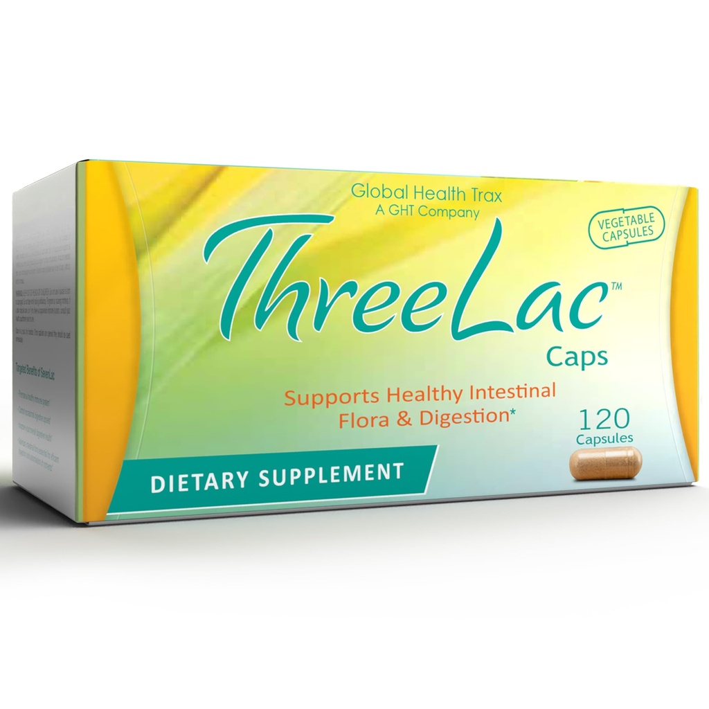 Global Health Trax GHT - ThreeLac Probiotic Capsules, 120 Conde - Comprehensive Digestive Support for Men, Women, and Children - Immune System and Gut Balance, Non-GMO