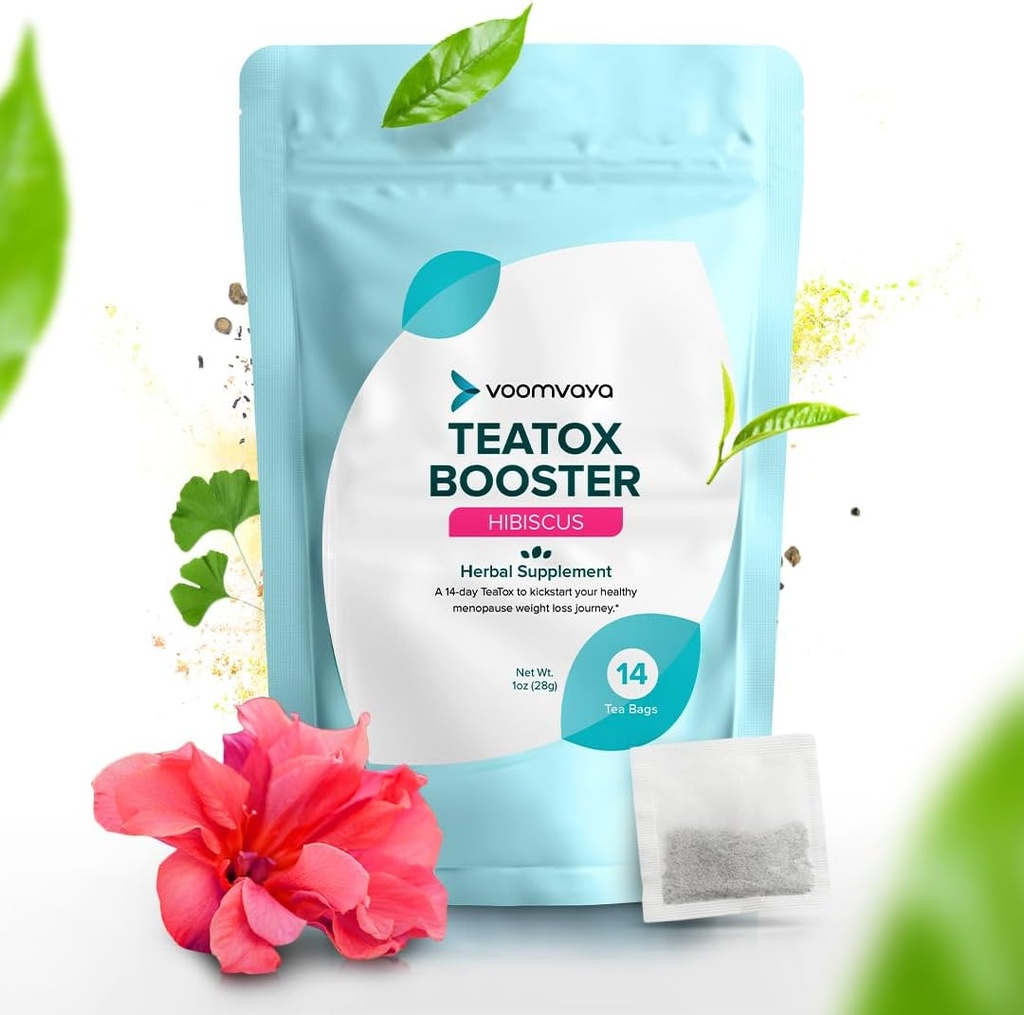 Voom Vaya TeaTox Booster Senna Tea - 14-Day Detox Tea for Bloating Relief, Detox Cleanse, Mood Boost - Hibiscus Flavor