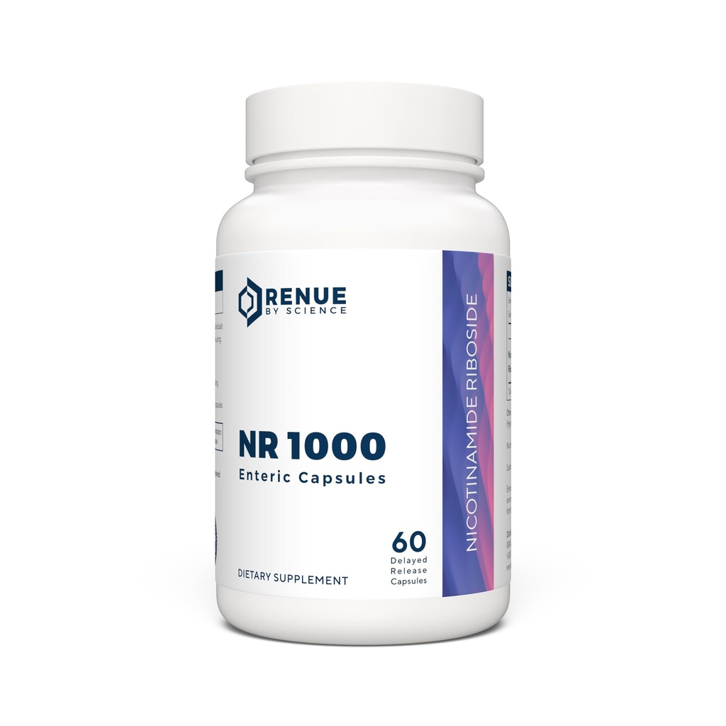 RENUE by Science Nicotinamide Riboside TEN High Strength NAD Suplemento TEN 60 Nicotinamide Enteric-Coated Capsules - 1000mg Nicotinamide Riboside per Serving Silencio Manufactured in The USA Third-Party Tested