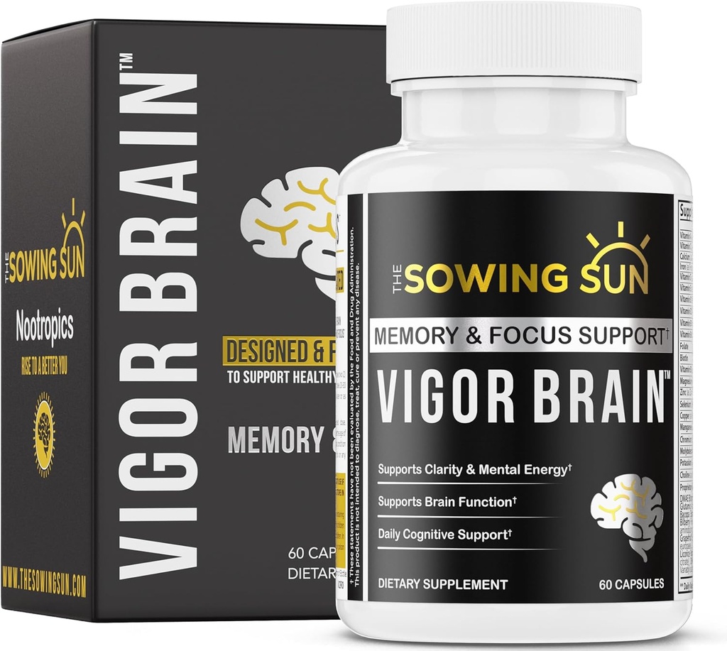 Vigor Brain Premium Suplemento Nootropic – Concentración, Cerebro & Memory Support – Formulado con 40 Unico Nootropic Ingredientes: DMAE, Choline, Phosphatidylserine, Bacopa Monnier " Huperzine A (1)
