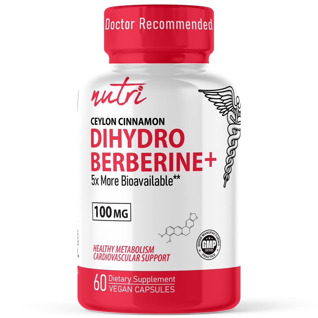 Fusiones de la naturaleza Suplemento de dihidroberina 100mg 60 cápsulas - con canela de Ceylán - 5X más eficaz que la berenberina regular HCL