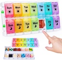 HRX Pack Medicine Pill Boxs 7 Day AM/PM, Easy Fill & Open Medication Organizer Vitamin Reminder Holder Day and Night