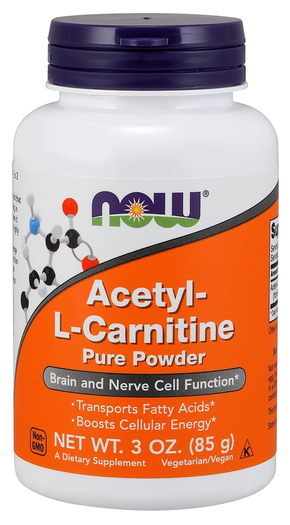 AHORA Suplementos de alimentos, ALC (Acetil-L-Carnitina) Powder, Brain y función celular Nerve*, 3-Ounce