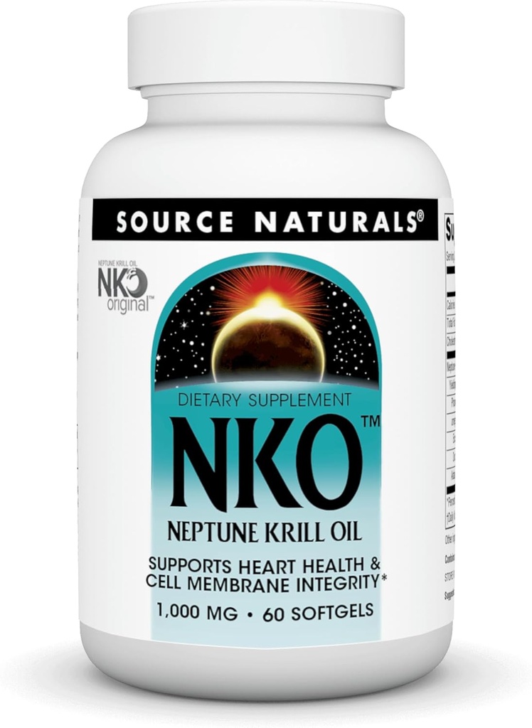 Fuente Naturales NKO Neptune Krill Oil, soporta la salud del corazón y la membrana celular Integridad*, 1.000 mg - 60 SoftGels