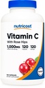 Nutricost Vitamina C con Rosa HIPS 1025mg, 120 cápsulas - Vitamina C 1000mg, Rosa HIPS 25mg, Premium, No GMO, Suplemento Gratis