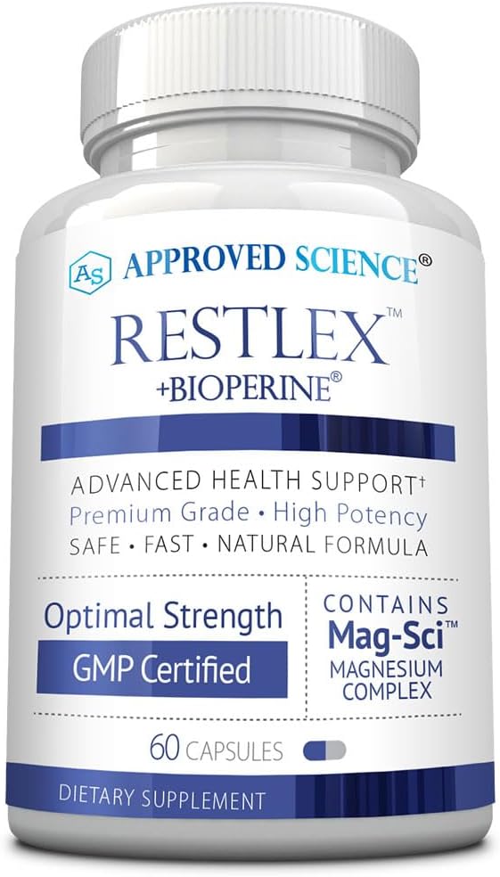 Ciencia aprobada Restlex - 420 mg Magnesium Glycinate Blend, L-theanine 200 mg - 60 cápsulas