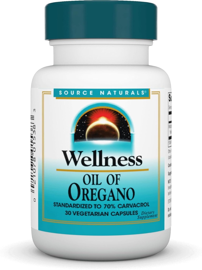 Fuente Natural Wellness Oil of Oregano - Estándarizado al 70% Carvacrol - 30 cápsulas vegetarianas