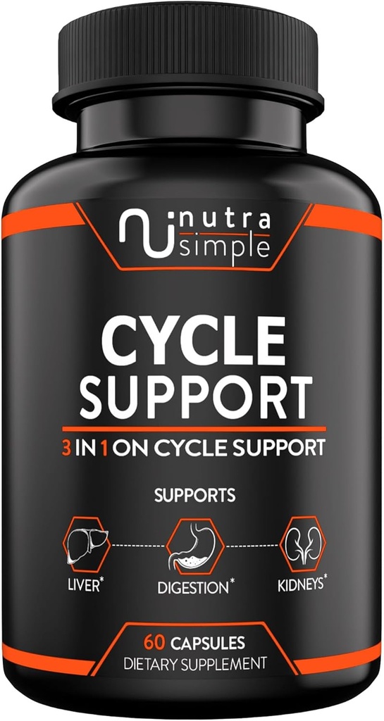 Ciclo de apoyo Suplemento para Hombres, 3-en-1 sobre soporte para ciclos, Hecho en EE.UU., soporte para hígado con cardo de leche, zinc, Dandelion, bota de remolacha, Extracto de Artichoke, Berberina - 60 cápsulas
