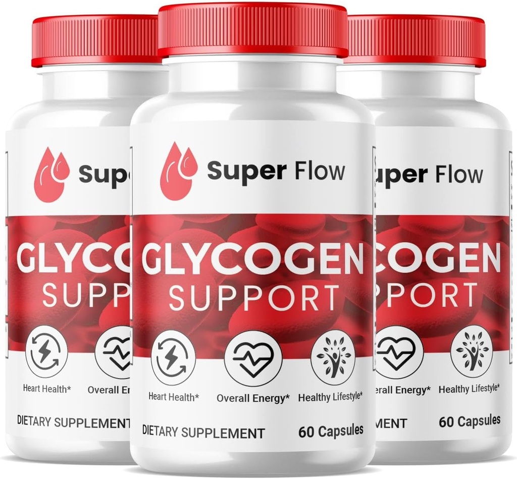 (3 Pack) Super Flow Glycogen, SuperFlow Glycogen Support Capsules, Glyco Optimizer Formula, Natural Blood Vessel Cleaner, Premium Super Flow Glycogen Support (180 cápsulas)