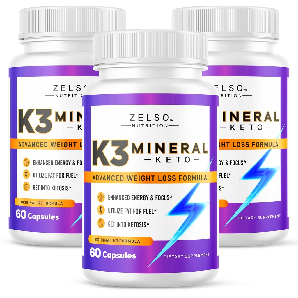 ZELSO (3 Pack) K3 Mineral Weight Pills for Women and Men, K3 Mineral Pills - K3 Salt Mineral, Vitamina + K3 Capsules Suplemento para Keto Weight Pérdida - 3 Months Supply