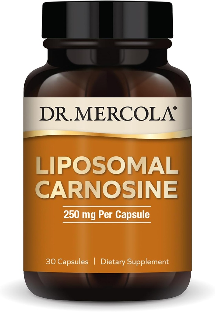 Dr. Mercola Liposomal Carnosina, 250mg Por Cápsula, 30 Serviciones (30 Cápsulas), Suplemento dietético, apoya la salud metabólica, no GMO