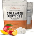 Peptides de Collagen de Consciencia en Vivo Polvo - Peach Mango Flavored Collagen Powder - Pelo, Piel, Nail, & Soporte Conjunto - Tipo I & III Suplementos de Collagen para Mujeres y Hombres - 30 Servir - 12.4oz
