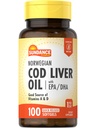 Sundance Norwegian Cod Liver Oil Softgels ← con EPA y DHA TENIDO Buena Fuente de Vitaminas A &amp; D TENIDO NO GMO Y Gluten Suplemento Libre
