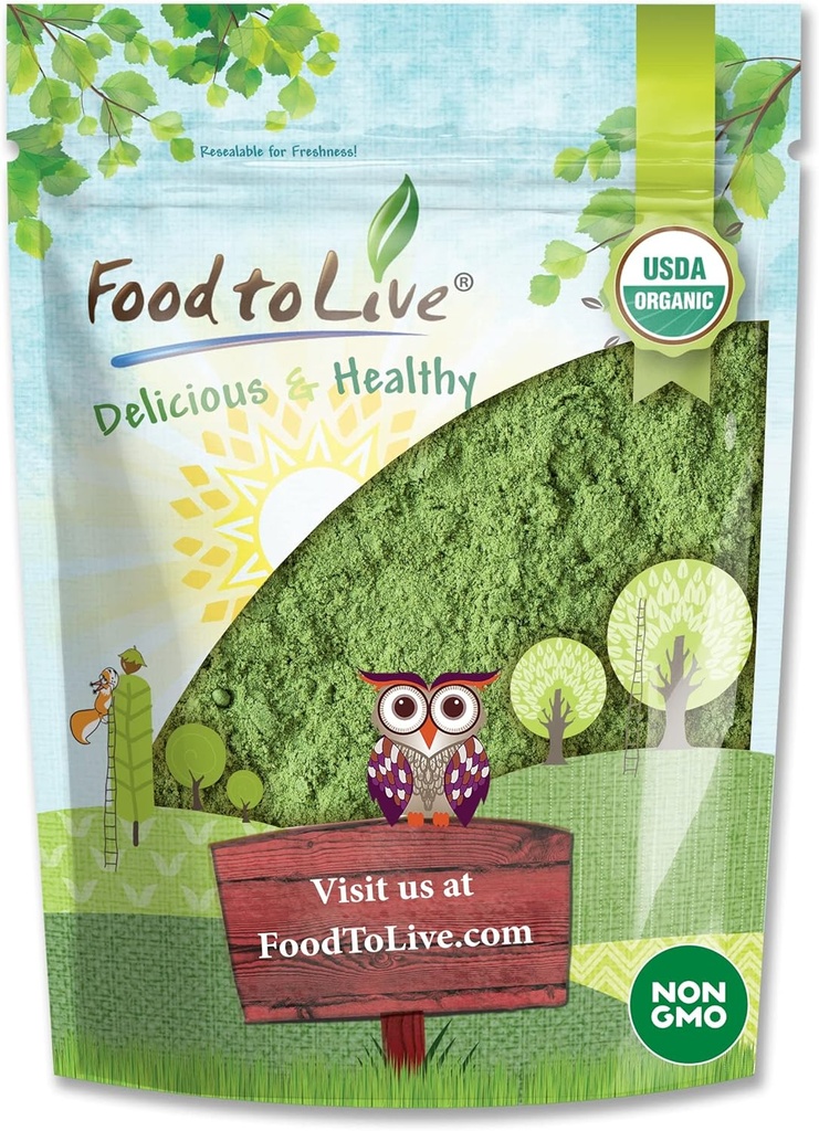 Alimentos para Vivir - Ecológicos SuperGreens Polvo Blend, 8 onzas - Kale mixto, Moringa, Spirulina, Wheatgrass Polvos. No GMO, Puro, Vegan, Bulk. Rica en antioxidantes, clorofila