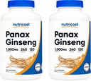 Nutricost Panax Ginseng 1000mg, 240 Capsules (2 Botellas) - Non GMO, Gluten Free, 120 Servings